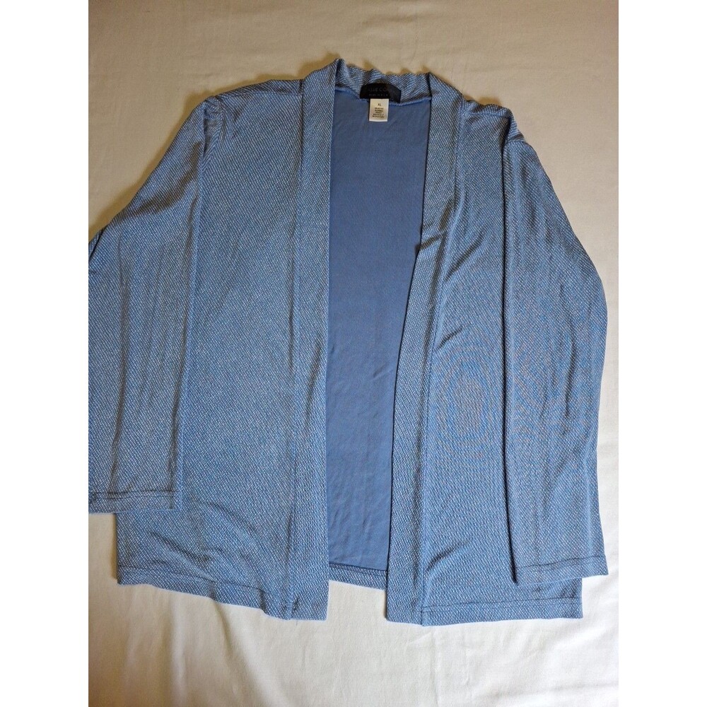 CASSIE CONRAD Blue Textured Open Front Cardigan XL